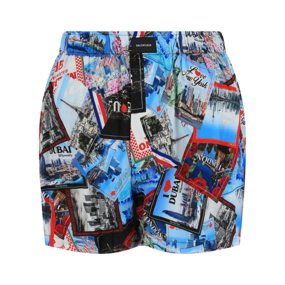 Balenciaga Mixed Scraves Silk Crepe Pyjama Shorts Multi Womens